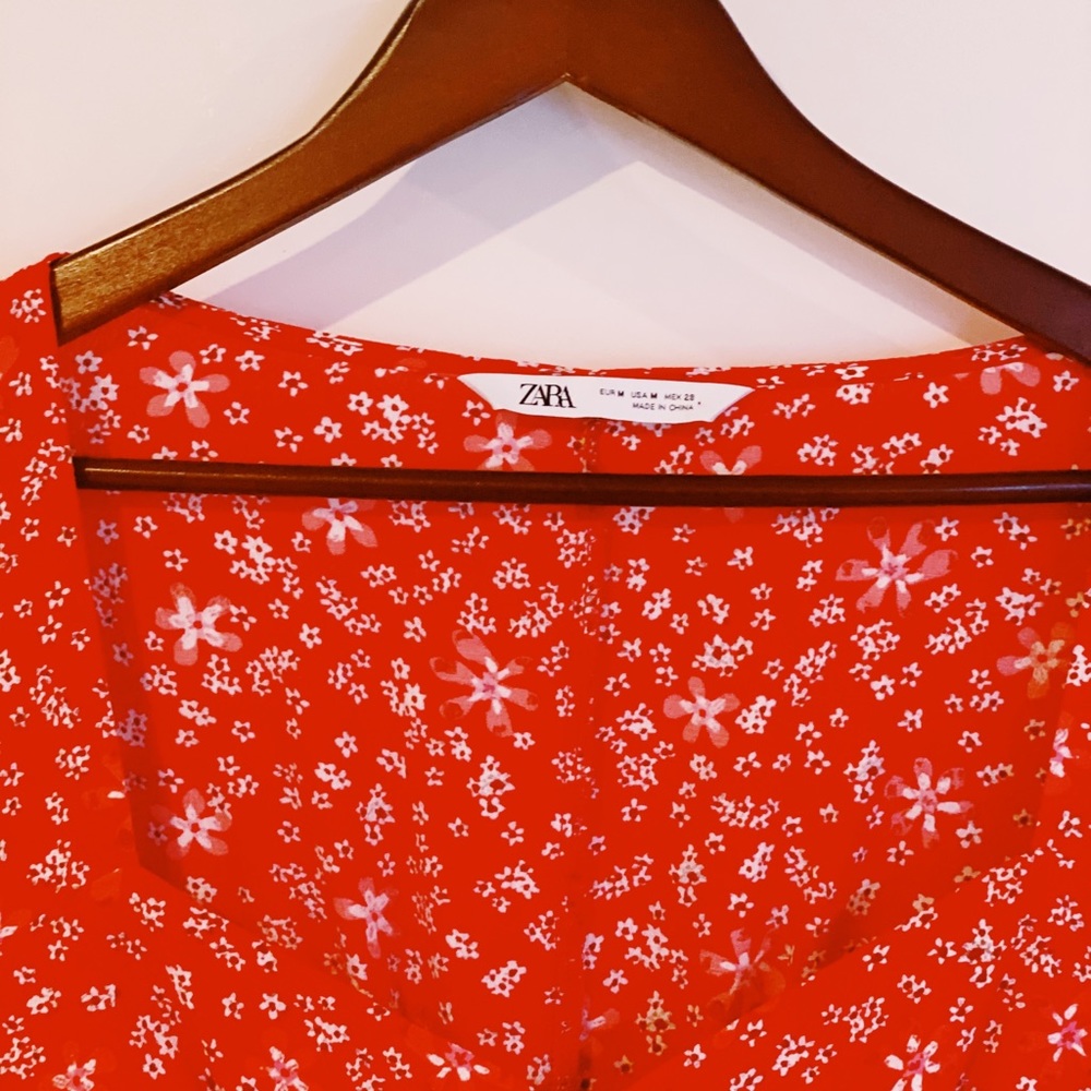 Zara floral red short dress - Picture 2 of 3